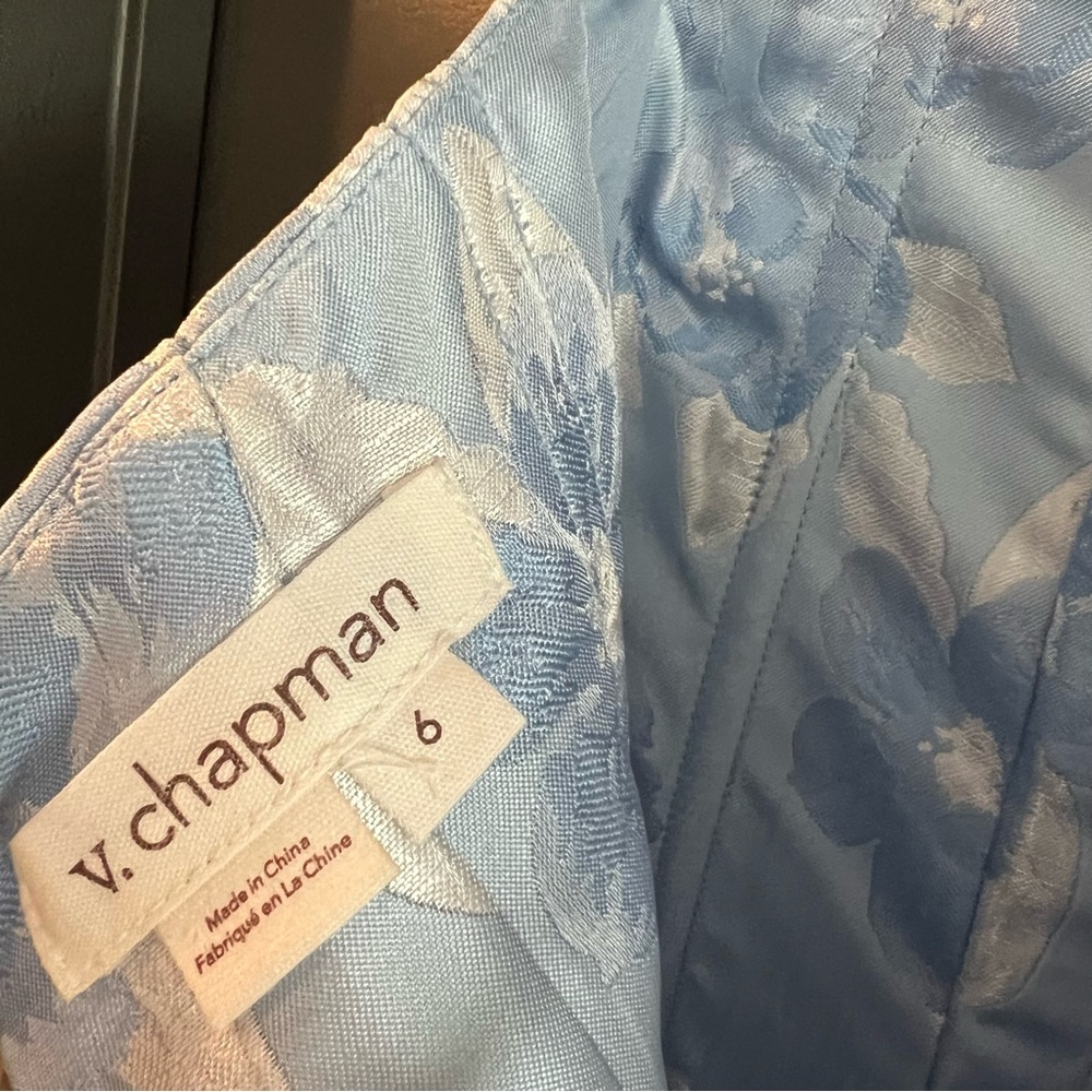 V. Chapman Virginia Chambray Blue Baroque Midi Dress Size 6 Corset Wedding Guest - Picture 9 of 13